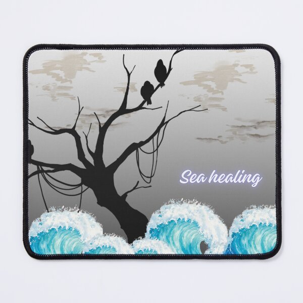 Item preview, Sea Healing Ocean Waves Silhouette Tree Birds Coastal Nature Meditation Art designed and sold by Zack4Fashion.