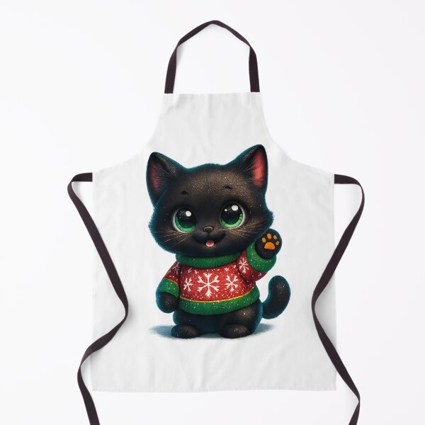 Item preview, Christmas Sweater Cat | Kawaii Kitty Waving in Snowflake Knit Sweater | Cute Winter Cat designed and sold by PrintCreations9.