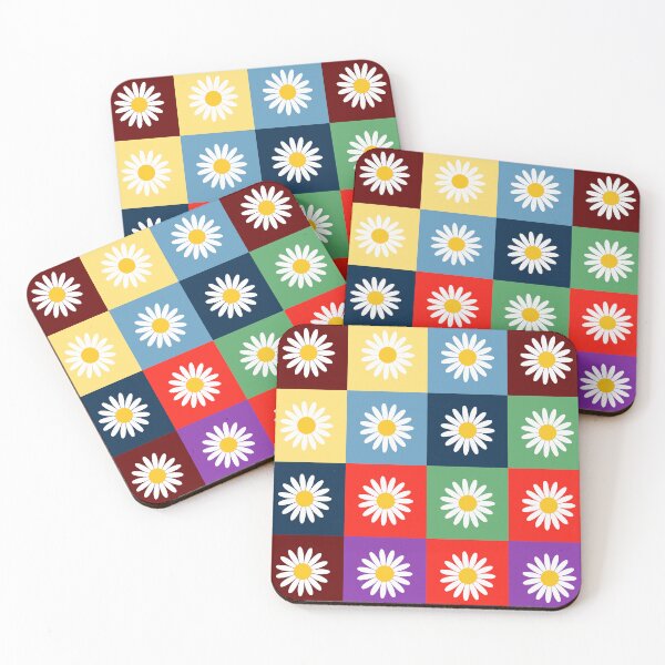Item preview, Retro Checkerboard Daisy Grid - Colorful Indie Flower Pattern designed and sold by UniqueDesign751.
