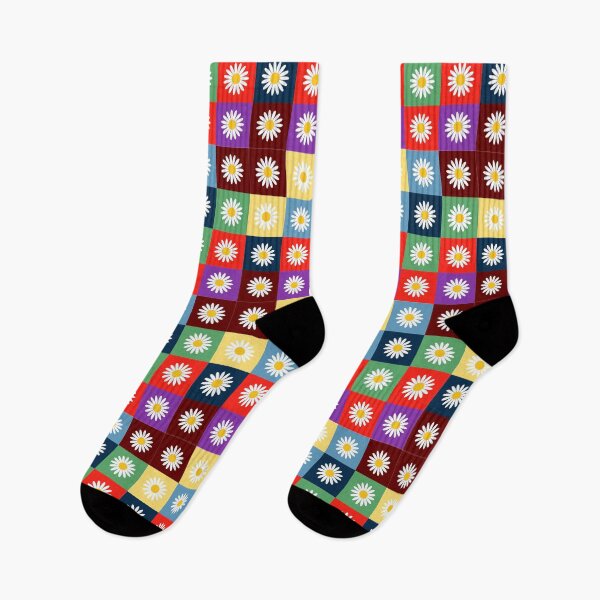Item preview, Retro Checkerboard Daisy Grid - Colorful Indie Flower Pattern designed and sold by UniqueDesign751.