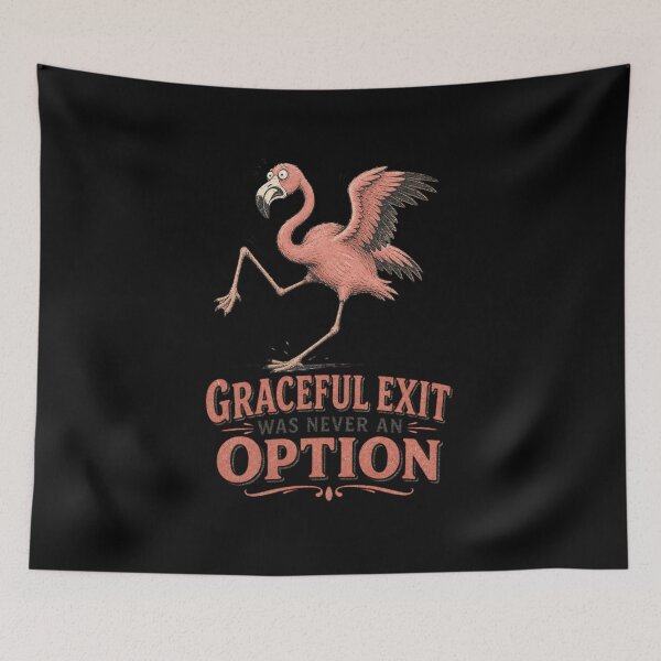 Item preview, Graceful Exit Was Never An Option Shirt, Funny Flamingo T-Shirt, Clumsy Bird Tee, Awkward Humor Gift Shirt, Vintage Tropical Animal Graphic designed and sold by TshirtsLabs.