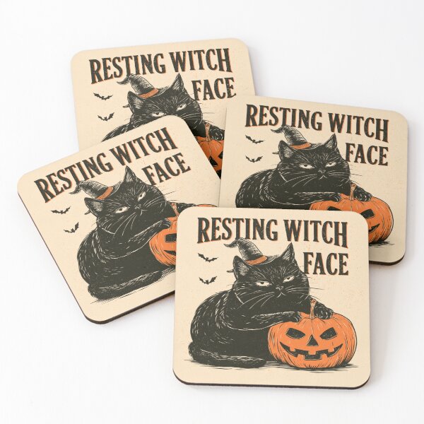 Item preview, Resting Witch Face Black Cat Halloween Pumpkin designed and sold by NicolasGlowArt.