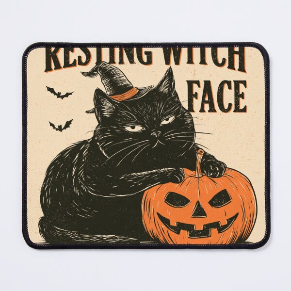 Item preview, Resting Witch Face Black Cat Halloween Pumpkin designed and sold by NicolasGlowArt.