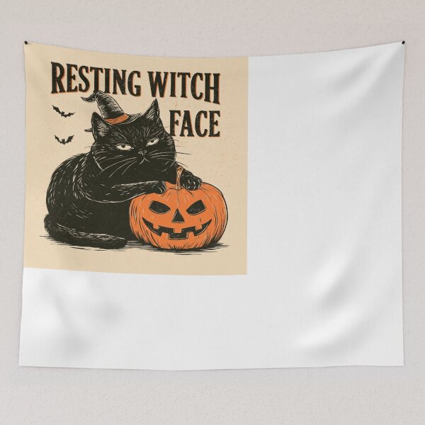 Item preview, Resting Witch Face Black Cat Halloween Pumpkin designed and sold by NicolasGlowArt.