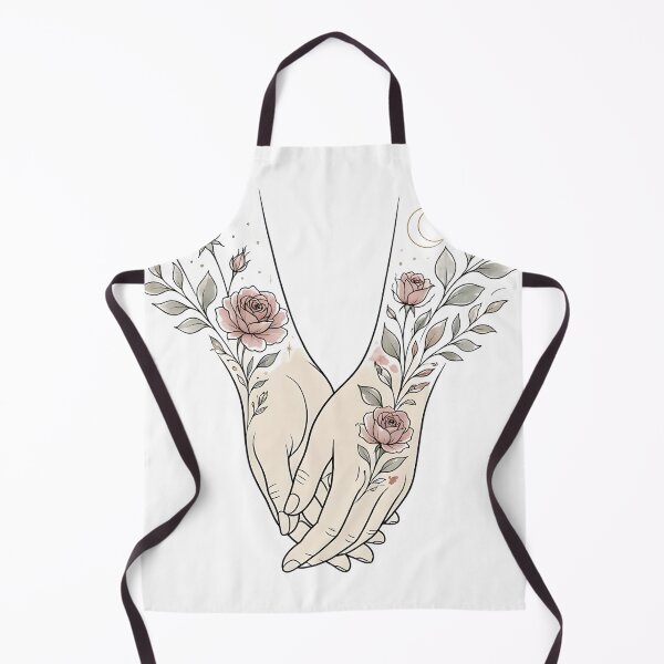 Item preview, Celestial Holding Hands Line Art with Crescent Moon and Roses designed and sold by CraftyValley.
