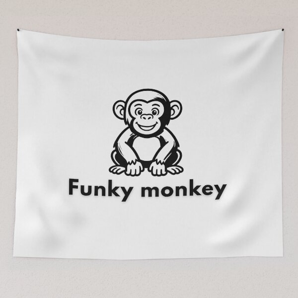 Item preview, Funky Monkey – Funny Cute Monkey Black and White Typography Design designed and sold by Zack4Fashion.