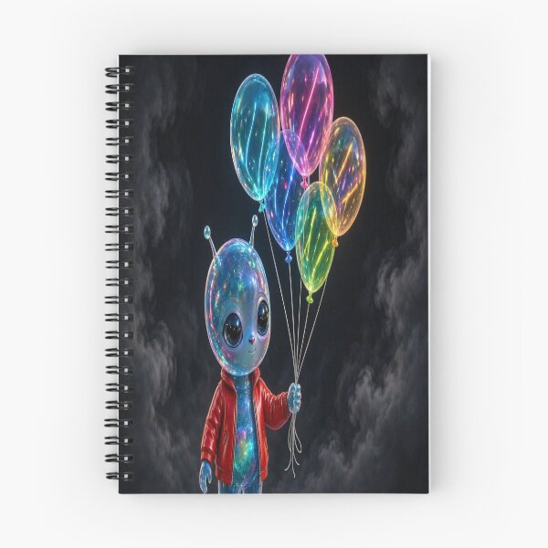 Item preview, Cute Glass Alien with Neon Balloons designed and sold by Breezes-of-Ida.