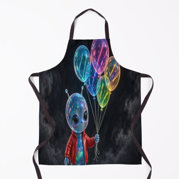 Item preview, Cute Glass Alien with Neon Balloons designed and sold by Breezes-of-Ida.