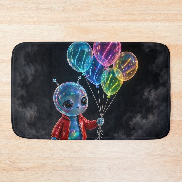 Item preview, Cute Glass Alien with Neon Balloons designed and sold by Breezes-of-Ida.