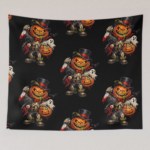 Item preview, Scary Pumpkin Pumpkinhead Halloween Skeleton Jack O Lantern designed and sold by Funnygiftsstudio .