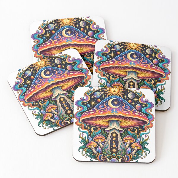 Item preview, Cosmic Mushroom – Psychedelic Celestial Moon and Space Art designed and sold by Origamoart.