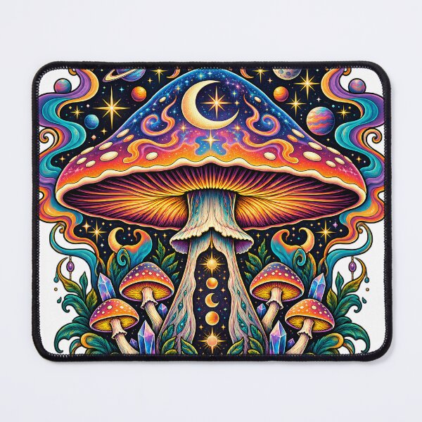 Item preview, Cosmic Mushroom – Psychedelic Celestial Moon and Space Art designed and sold by Origamoart.