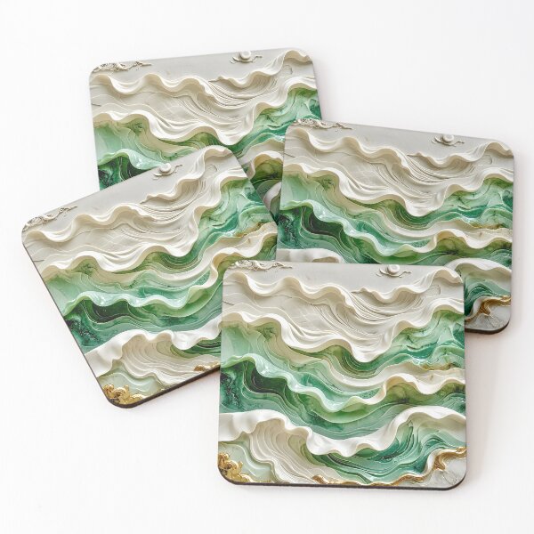 Item preview, Duality of Ivory Marble and Jade Waves designed and sold by Vicky Brago-Mitchell®.
