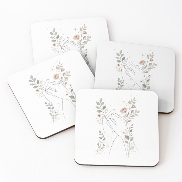 Item preview, Delicate Holding Hands Line Art with Botanical Roses designed and sold by CraftyValley.