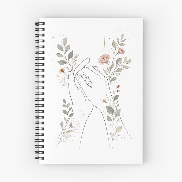 Item preview, Delicate Holding Hands Line Art with Botanical Roses designed and sold by CraftyValley.