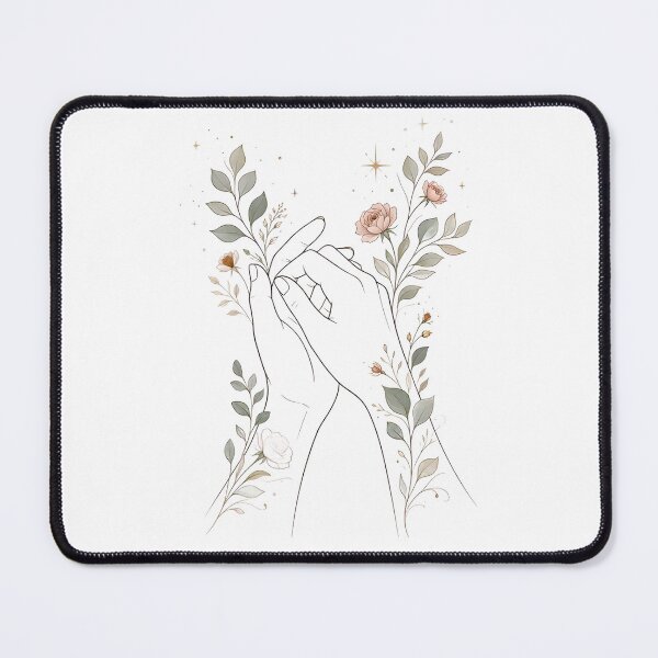 Item preview, Delicate Holding Hands Line Art with Botanical Roses designed and sold by CraftyValley.