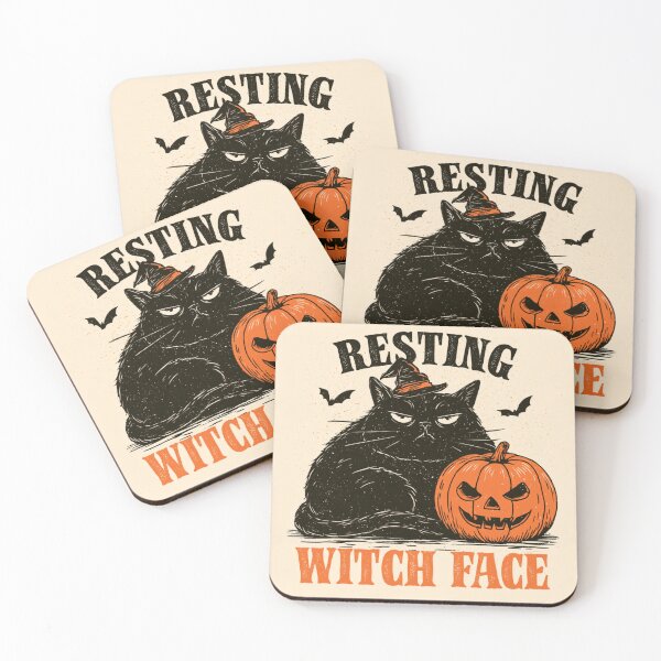 Item preview, Resting Witch Face Grumpy Black Cat Halloween designed and sold by NicolasGlowArt.