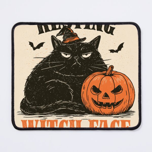 Item preview, Resting Witch Face Grumpy Black Cat Halloween designed and sold by NicolasGlowArt.