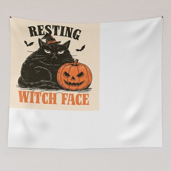 Item preview, Resting Witch Face Grumpy Black Cat Halloween designed and sold by NicolasGlowArt.
