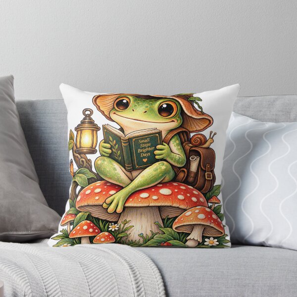 Item preview, Whimsical Frog Reading in the Enchanted Woodland designed and sold by Origamoart.