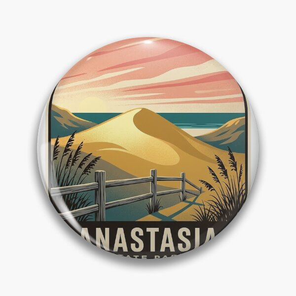 Item preview, Anastasia State Park Dune Shoreline Vintage WPA Sticker designed and sold by DetourDgn.