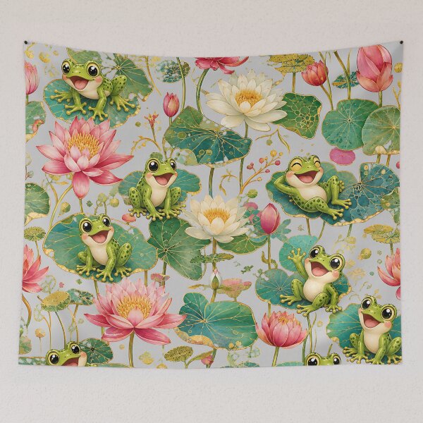 Item preview, Cute Vintage Frogs Lily Pad Garden designed and sold by Rosie's Wildflower Boutique.