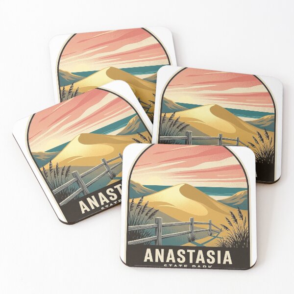 Item preview, Anastasia State Park Dune Shoreline Vintage WPA Sticker designed and sold by DetourDgn.