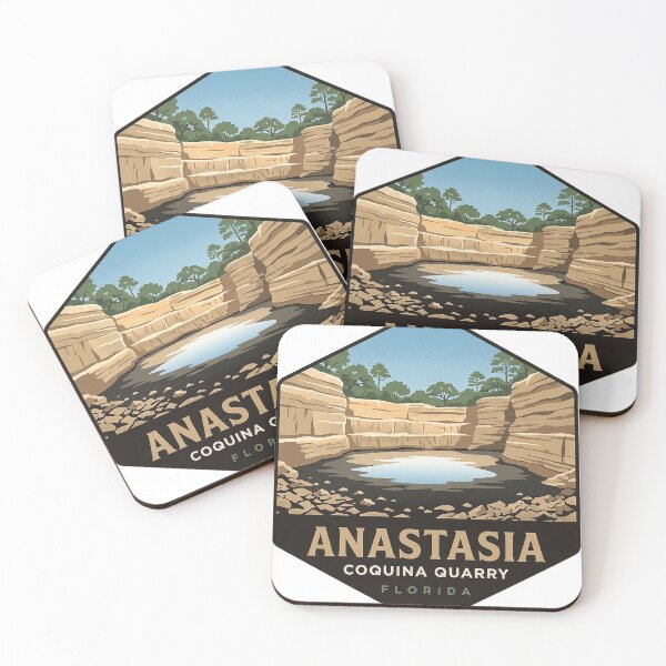 Item preview, Anastasia State Park Coquina Quarry Vintage Poster Sticker designed and sold by DetourDgn.