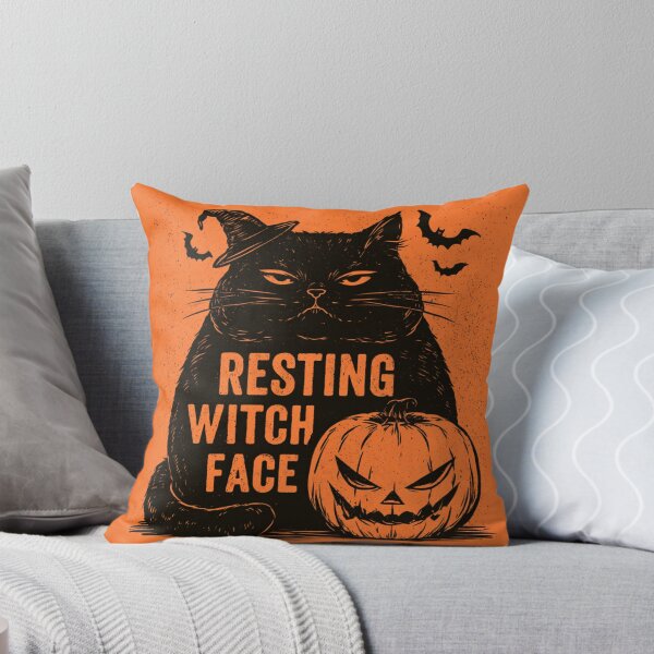 Item preview, Resting Witch Face Black Cat Spooky Halloween designed and sold by NicolasGlowArt.