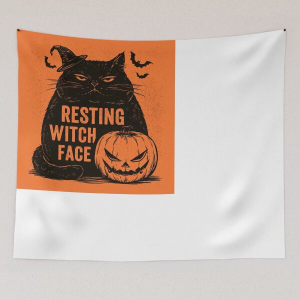 Item preview, Resting Witch Face Black Cat Spooky Halloween designed and sold by NicolasGlowArt.