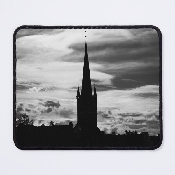 Item preview, Lübeck Church Tower Silhouette Black and White | Architectural Mural designed and sold by Tammigrafie.
