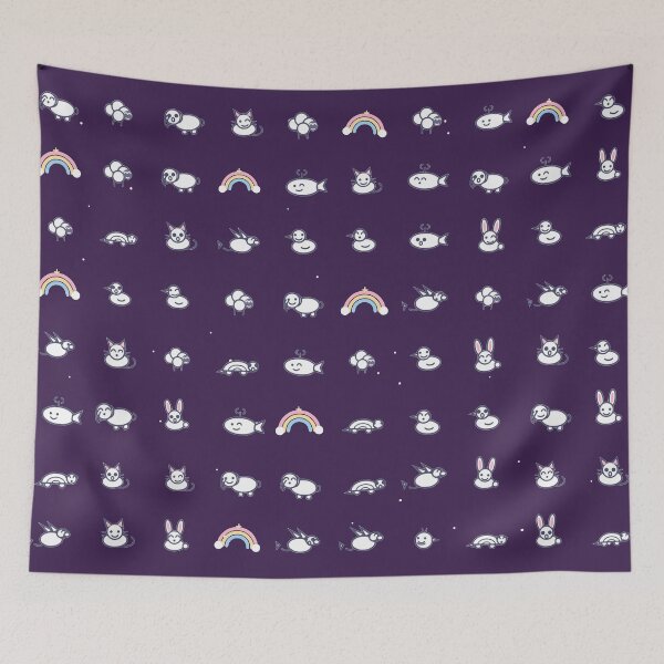 Item preview, Cute Kawaii Chibi Animal and Rainbow Icon Pattern - Retro Vibe designed and sold by KungPowUnicorn.