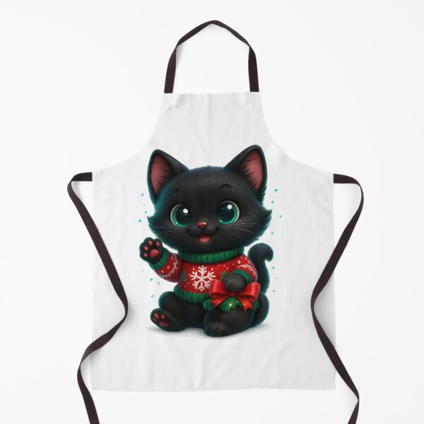 Item preview, Christmas Sweater Cat | Kawaii Kitty Waving in Snowflake Knit Sweater | Cute Winter Cat designed and sold by PrintCreations9.