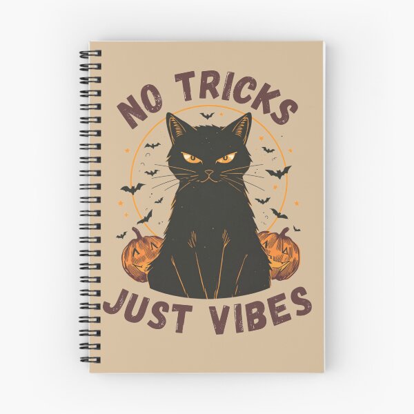 Item preview, No Tricks Just Vibes Black Cat Vintage Halloween T-Shirt designed and sold by Vector_Vibes.