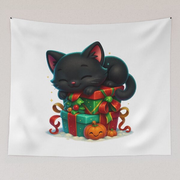 Item preview, Cute Sleeping Cat on Christmas Presents designed and sold by PrintCreations9.
