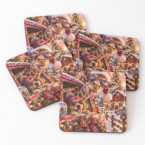 Item preview, Giraffe and dog in a car at the North Pole at Christmas designed and sold by Fotografin1981.