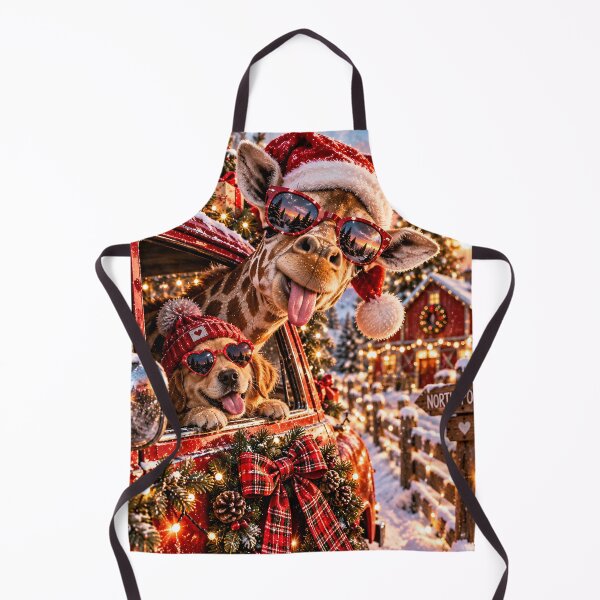 Item preview, Giraffe and dog in a car at the North Pole at Christmas designed and sold by Fotografin1981.