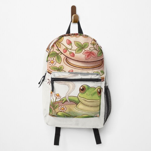Item preview, Vintage Cottagecore Teacup Frog Steeping thoughts Poster designed and sold by Aesthetic Amphi-Lab.