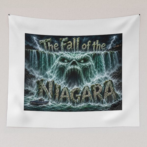 Item preview, The Fall of the Niagara - Horror Waterfall Monster Poster Art designed and sold by HorrorWorldWeb.