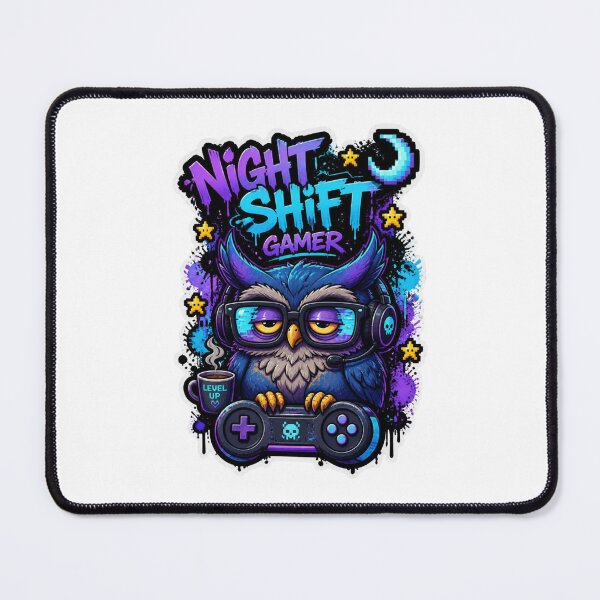 Item preview, Night Shift Gamer Owl Sticker | Funny Graffiti Gaming Animal Art Design designed and sold by Panom Suavichien.