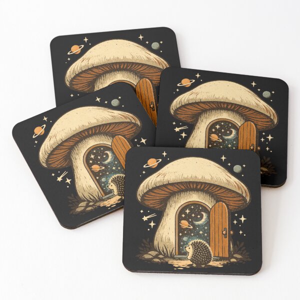 Item preview, Cosmic Hedgehog – Surreal Mushroom House Illustration designed and sold by Dogandesighn.
