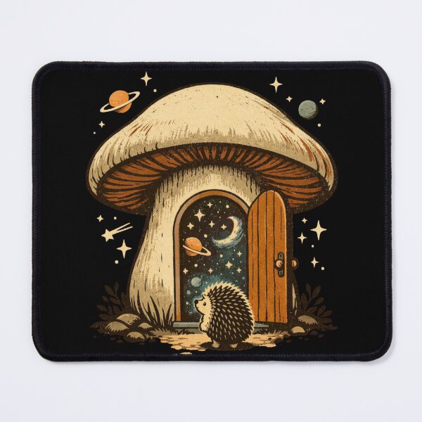Item preview, Cosmic Hedgehog – Surreal Mushroom House Illustration designed and sold by Dogandesighn.