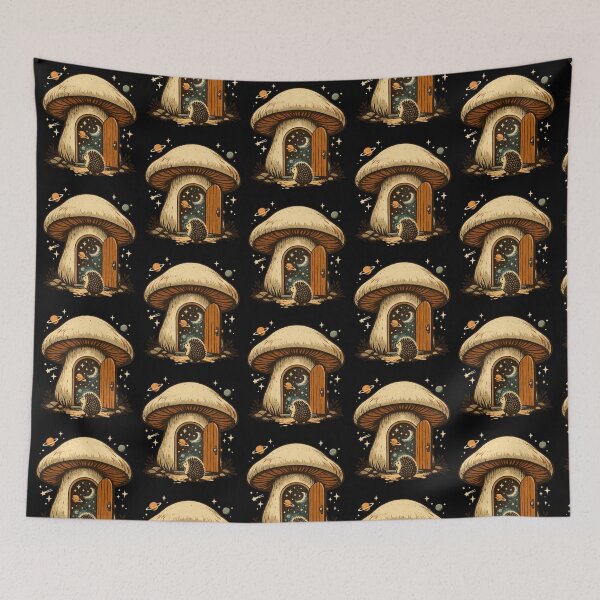 Item preview, Cosmic Hedgehog – Surreal Mushroom House Illustration designed and sold by Dogandesighn.