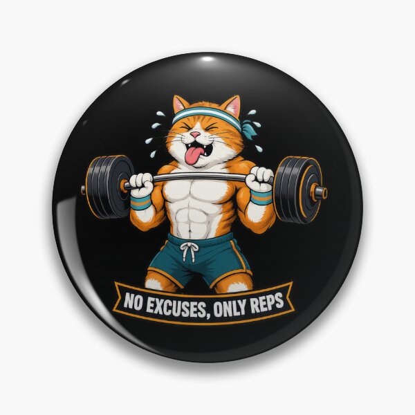 Item preview, Gains Cat - No Excuses Only Reps Funny Gym Cat Workout designed and sold by StrongEveryDayStore.