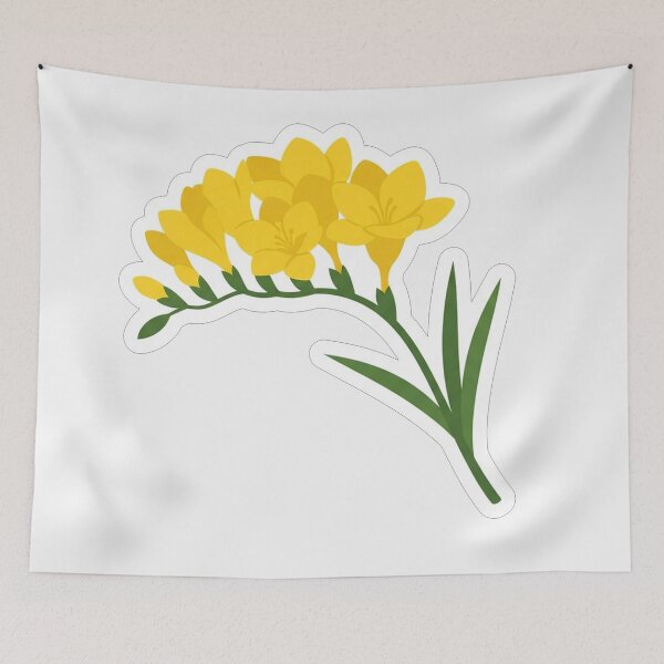 Item preview, Bright Yellow Freesia Flower Blossom Illustration designed and sold by Owcomm.