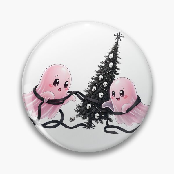 Item preview, Spooky Cute Pink Ghosts and Gothic Skulls Tree designed and sold by CraftyValley.
