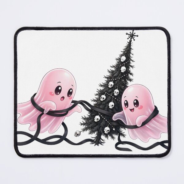 Item preview, Spooky Cute Pink Ghosts and Gothic Skulls Tree designed and sold by CraftyValley.