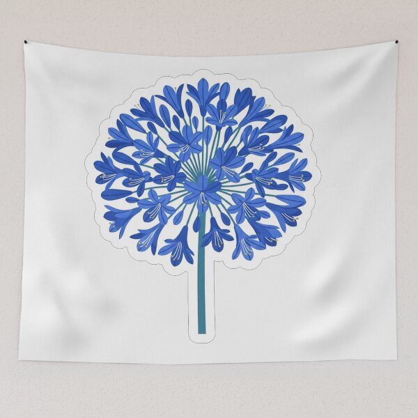 Item preview, Vibrant Blue Agapanthus Flower Botanical Illustration designed and sold by Owcomm.