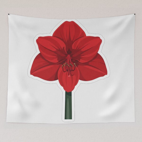 Item preview, Vibrant Red Amaryllis Flower Botanical Illustration designed and sold by Owcomm.
