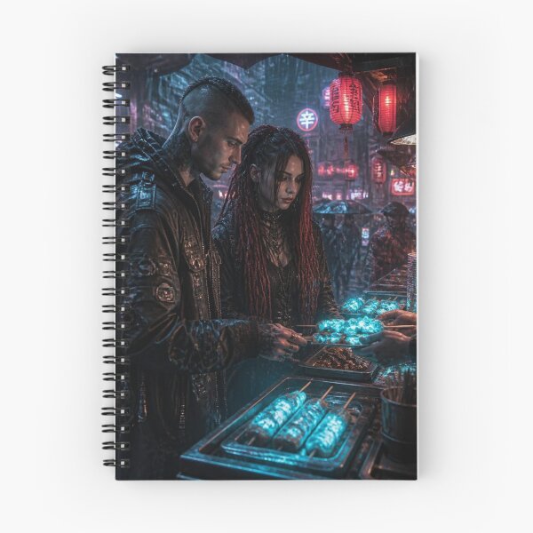 Item preview, Cyberpunk Night Market Crimson Red Neon Street-Food  vendor designed and sold by LazyDayzCo.